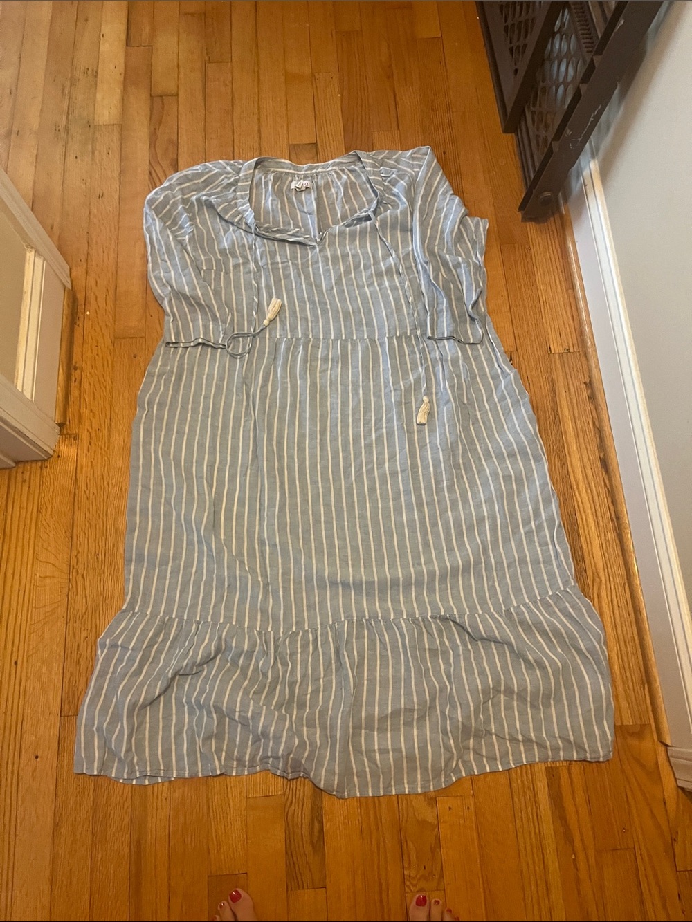 d&Co. Light Blue & White Striped maxi dress